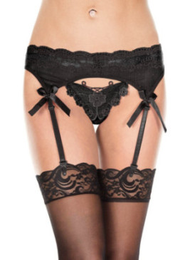 Porte jarretelles avec string papillon intégré - MH7736BLK